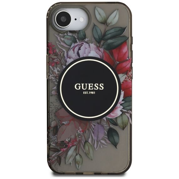 Guess IML Flowers MagSafe iPhone 16e Case - Black | Techbox