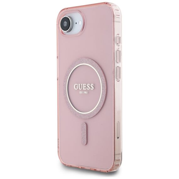 Guess IML Glitter Circle MagSafe case for iPhone 16e - pink | Techbox