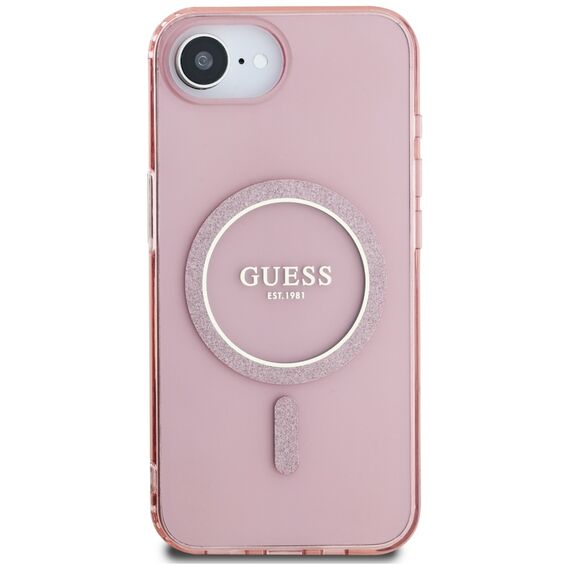 Guess IML Glitter Circle MagSafe case for iPhone 16e - pink | Techbox