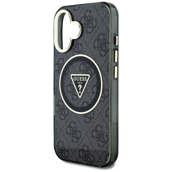 Guess IML Metal Glitter 4G Circle Triangle MagSafe Case for iPhone 16 - Black - Apple Cases - Cases - Techbox
