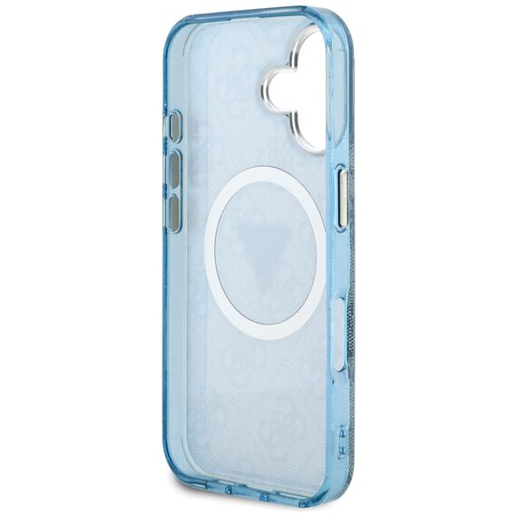 Guess IML Metal Glitter 4G Circle Triangle MagSafe Case for iPhone 16 - Blue | Techbox