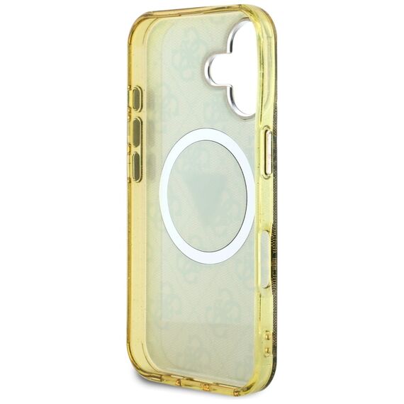 Guess IML Metal Glitter 4G Circle Triangle MagSafe Case for iPhone 16 - Brown | Techbox