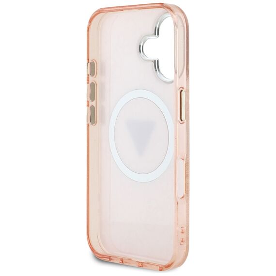 Guess IML Metal Glitter 4G Circle Triangle MagSafe case for iPhone 16 - pink | Techbox