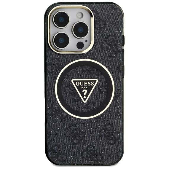 Guess IML Metal Glitter 4G Circle Triangle MagSafe Case for iPhone 16 Pro - Black - Apple Cases - Cases - Techbox