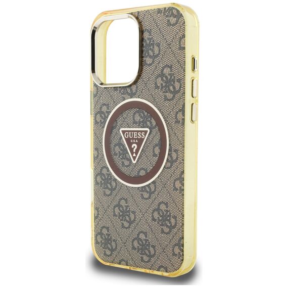 Guess IML Metal Glitter 4G Circle Triangle MagSafe Case for iPhone 16 Pro - Brown - Apple Cases - Cases - Techbox