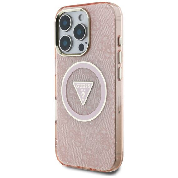 Guess IML Metal Glitter 4G Circle Triangle MagSafe Case for iPhone 16 Pro Max - Pink - Apple Cases - Cases - Techbox