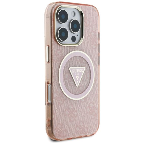 Guess IML Metal Glitter 4G Circle Triangle MagSafe Case for iPhone 16 Pro Max - Pink - Apple Cases - Cases - Techbox