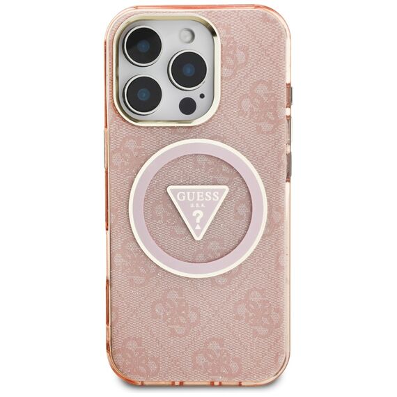 Guess IML Metal Glitter 4G Circle Triangle MagSafe Case for iPhone 16 Pro - Pink - Apple Cases - Cases - Techbox