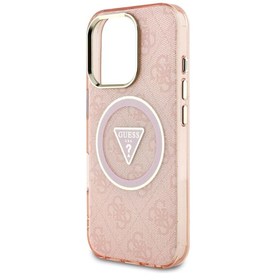 Guess IML Metal Glitter 4G Circle Triangle MagSafe Case for iPhone 16 Pro - Pink - Apple Cases - Cases - Techbox