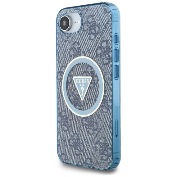 Guess IML Metal Glitter 4G Circle Triangle MagSafe Case for iPhone 16e - Blue | Techbox