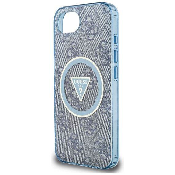 Guess IML Metal Glitter 4G Circle Triangle MagSafe Case for iPhone 16e - Blue | Techbox