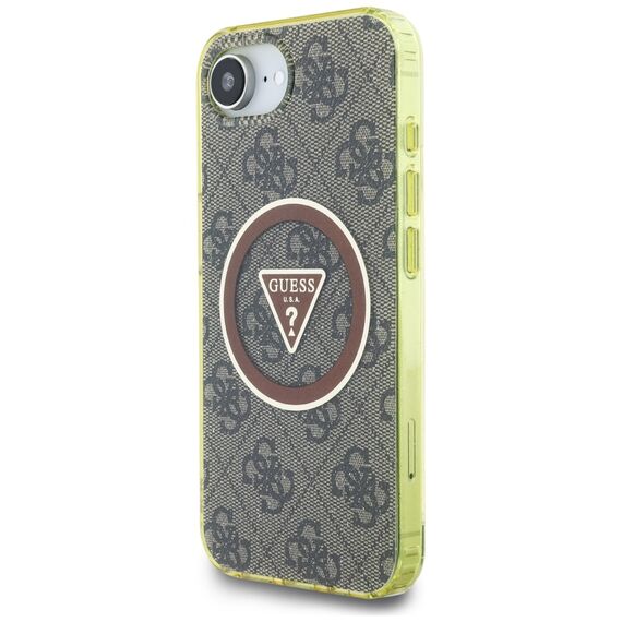 Guess IML Metal Glitter 4G Circle Triangle MagSafe case for iPhone 16e - brown | Techbox