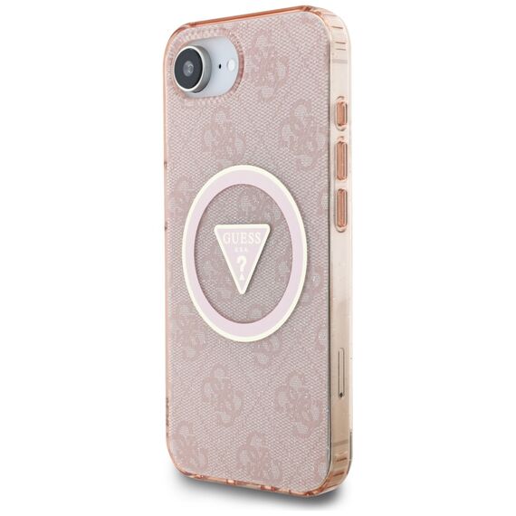 Guess IML Metal Glitter 4G Circle Triangle MagSafe case for iPhone 16e - pink | Techbox