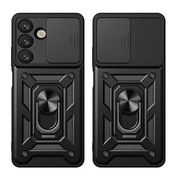Hybrid Armor Camshield Case with Stand and Camera Cover for Samsung Galaxy M16 5G / F16 5G - Black | Techbox
