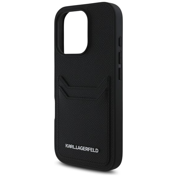 Karl Lagerfeld HC Grained PU Cardslot Metal Elong Case for iPhone 16 Pro Max - Black | Techbox