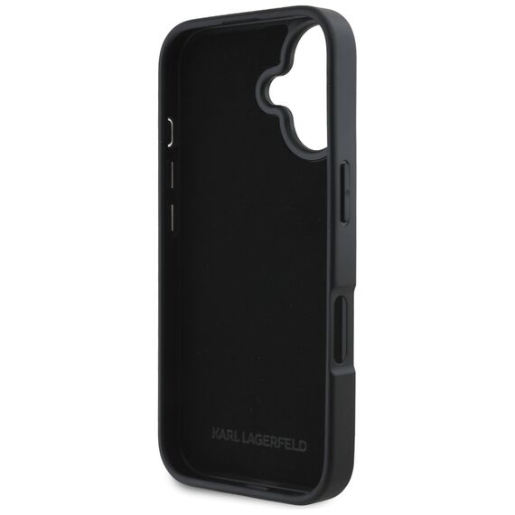 Karl Lagerfeld HC Grained PU Cardslot Metal Elong iPhone 16 Case - Black | Techbox