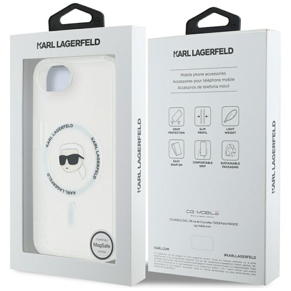 Karl Lagerfeld IML Metal Karl Head MagSafe Case for iPhone 16e White | Techbox