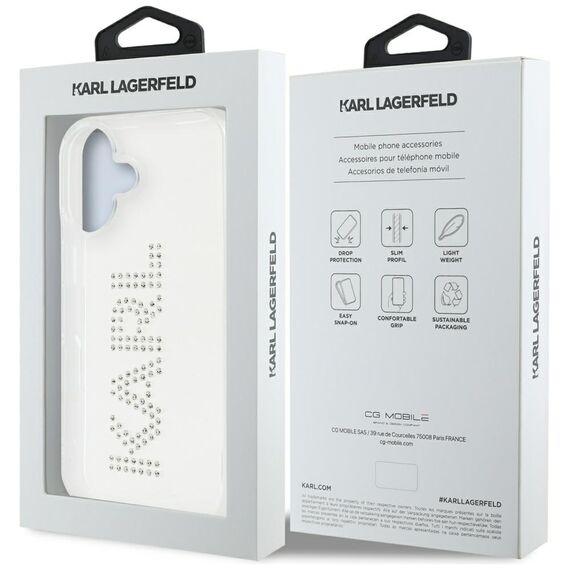 Karl Lagerfeld IML Rhinestones Logo iPhone 16 Case - Transparent | Techbox