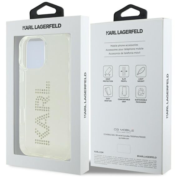 Karl Lagerfeld IML Rhinestones Logo iPhone 16 Pro Case - Clear | Techbox