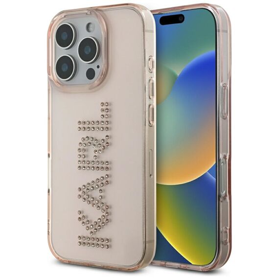 Karl Lagerfeld IML Rhinestones Logo iPhone 16 Pro Case - Pink | Techbox