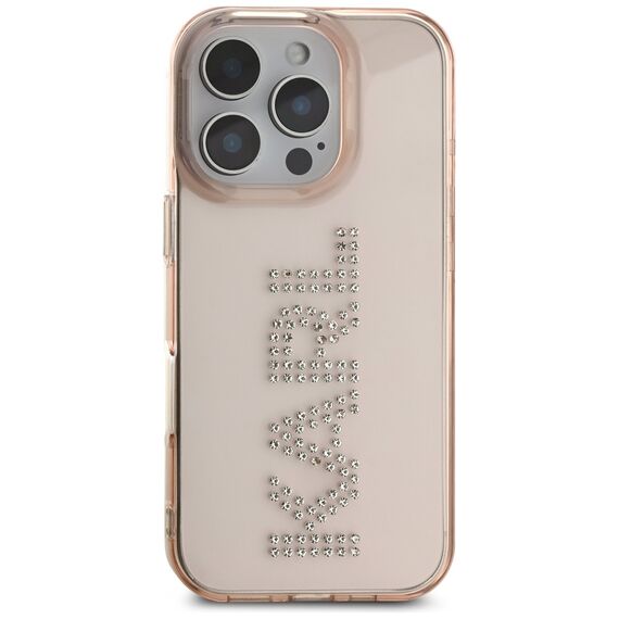 Karl Lagerfeld IML Rhinestones Logo iPhone 16 Pro Case - Pink | Techbox