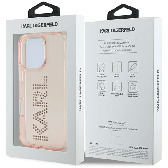 Karl Lagerfeld IML Rhinestones Logo iPhone 16 Pro Case - Pink | Techbox