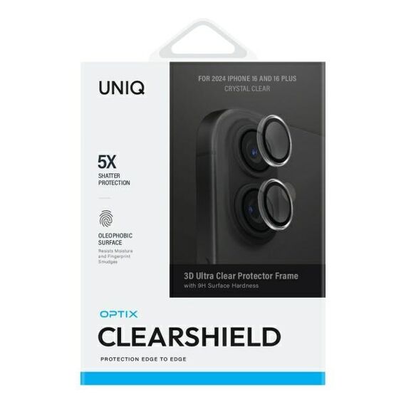Uniq Optix Clear Camera Lens Protector iPhone 16 / 16 Plus with Applicator - Clear Black - Apple iPhone - Screen & Camera Protection - Techbox