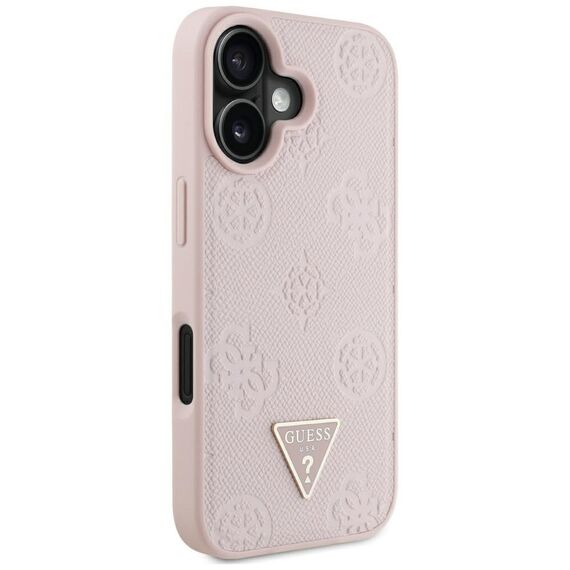 Guess Grained Hot Stamp Peony Triangle Logo MagSafe iPhone 16 Case - Pink | Techbox