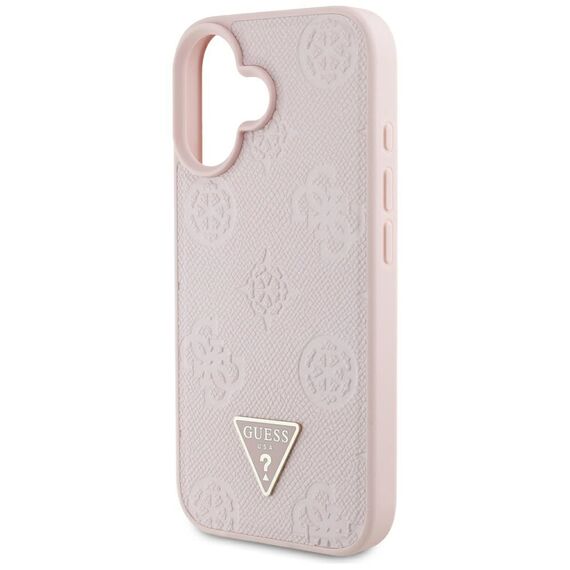 Guess Grained Hot Stamp Peony Triangle Logo MagSafe iPhone 16 Case - Pink | Techbox