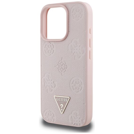 Guess Grained Hot Stamp Peony Triangle Logo MagSafe iPhone 16 Pro Case - Pink | Techbox