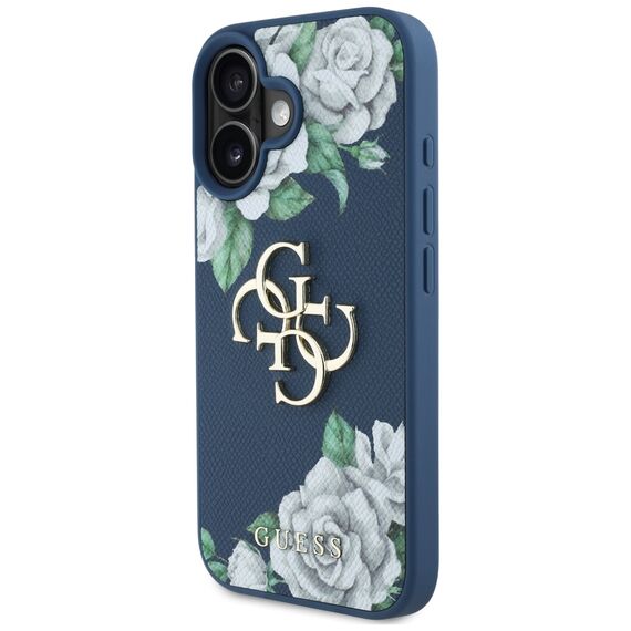 Guess Grained Roses Big 4G logo case for iPhone 16 - blue | Techbox