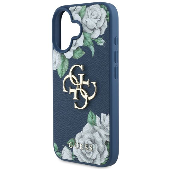 Guess Grained Roses Big 4G logo case for iPhone 16 - blue | Techbox