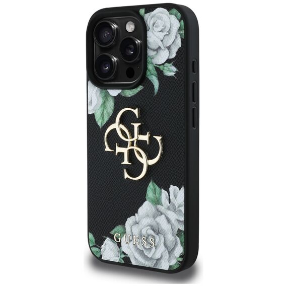 Guess Grained Roses Big 4G logo case for iPhone 16 Pro Max - black | Techbox