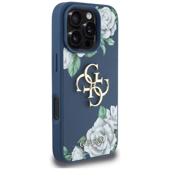 Guess Grained Roses Big 4G logo case for iPhone 16 Pro Max - blue | Techbox