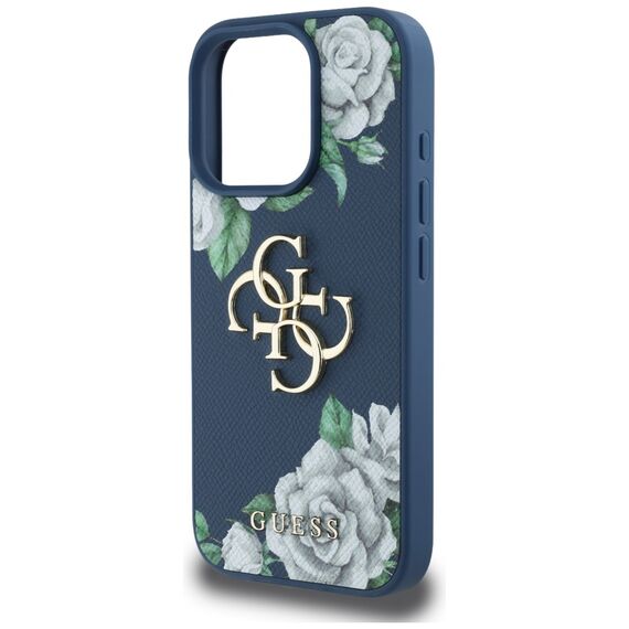 Guess Grained Roses Big 4G logo case for iPhone 16 Pro Max - blue | Techbox