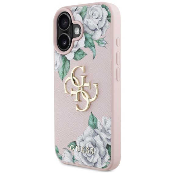 Guess Grained Roses Big 4G logo iPhone 16 case - pink | Techbox