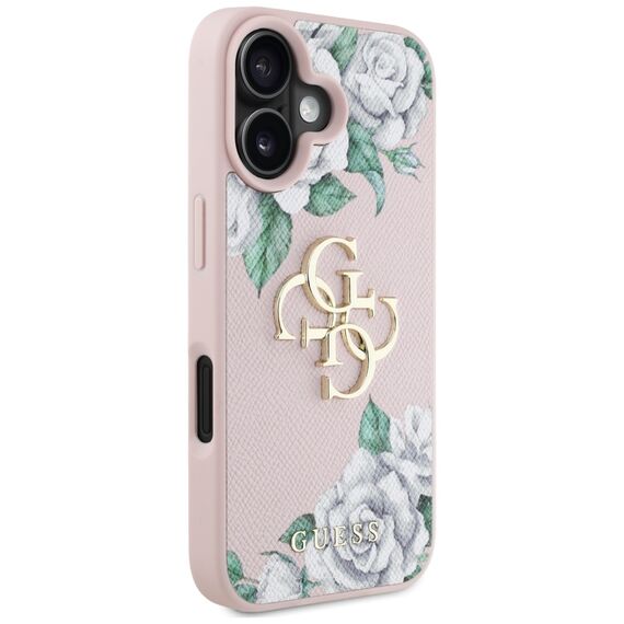 Guess Grained Roses Big 4G logo iPhone 16 case - pink | Techbox
