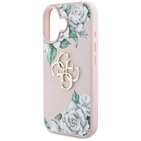 Guess Grained Roses Big 4G logo iPhone 16 case - pink | Techbox