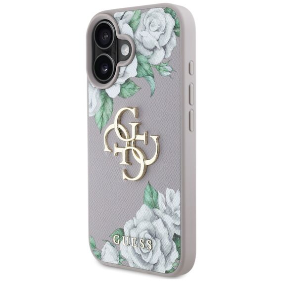 Guess Grained Roses Big 4G Logo iPhone 16 Case - Purple | Techbox