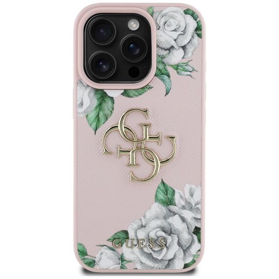 Guess Grained Roses Big 4G logo iPhone 16 Pro case - pink | Techbox