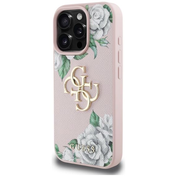 Guess Grained Roses Big 4G logo iPhone 16 Pro Max case - pink | Techbox