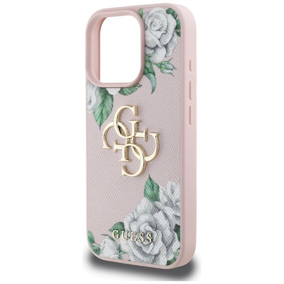 Guess Grained Roses Big 4G logo iPhone 16 Pro Max case - pink | Techbox