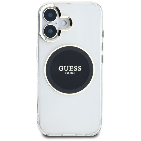 Guess IML Metal Colored Circle Classic Logo MagSafe case for iPhone 16 - black | Techbox