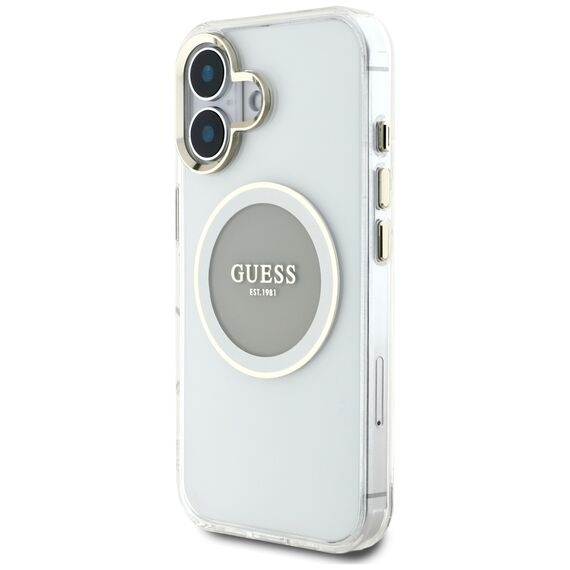Guess IML Metal Colored Circle Classic Logo MagSafe case for iPhone 16 - gray | Techbox