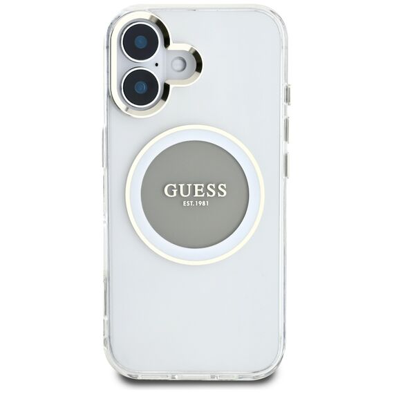 Guess IML Metal Colored Circle Classic Logo MagSafe case for iPhone 16 - gray | Techbox