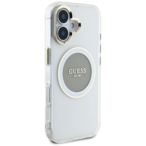 Guess IML Metal Colored Circle Classic Logo MagSafe case for iPhone 16 - gray | Techbox