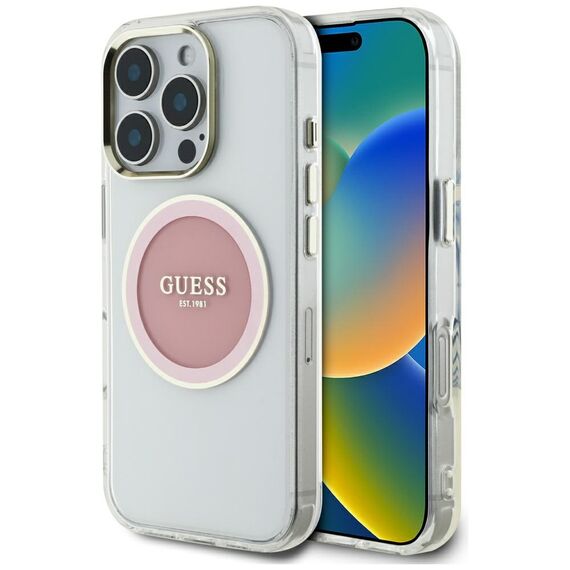Guess IML Metal Colored Circle Classic Logo MagSafe case for iPhone 16 Pro Max - pink | Techbox