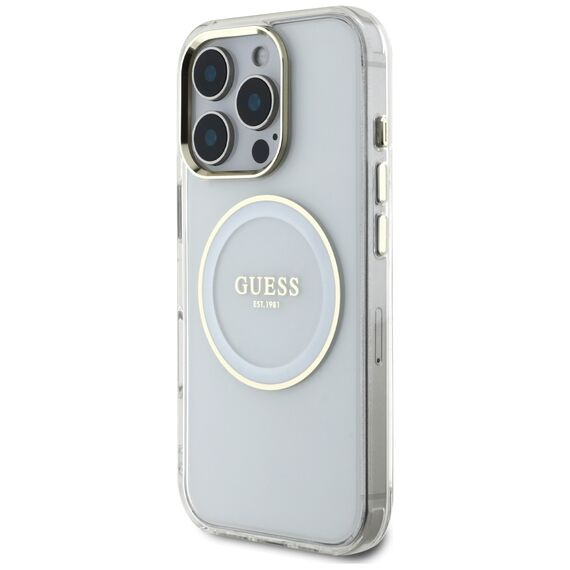 Guess IML Metal Colored Circle Classic Logo MagSafe case for iPhone 16 Pro - white | Techbox