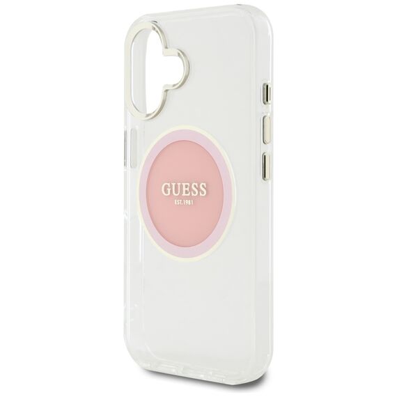 Guess IML Metal Colored Circle Classic Logo MagSafe iPhone 16 Case - Pink - Apple Cases - Cases - Techbox