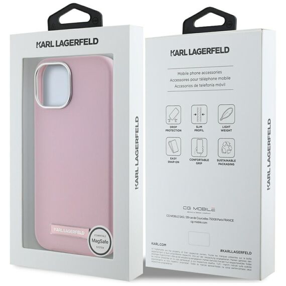 Karl Lagerfeld FW Metal Plate MagSafe iPhone 15 Case - Pink | Techbox